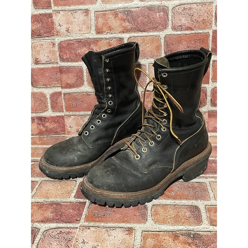 Red Wing 699 Wildland Fire Fighter Logger Black Leather Boots Men's Size 8.5C